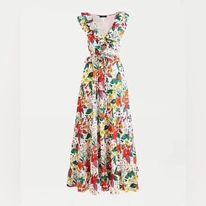 Jcrew white floral maxi dress 8
